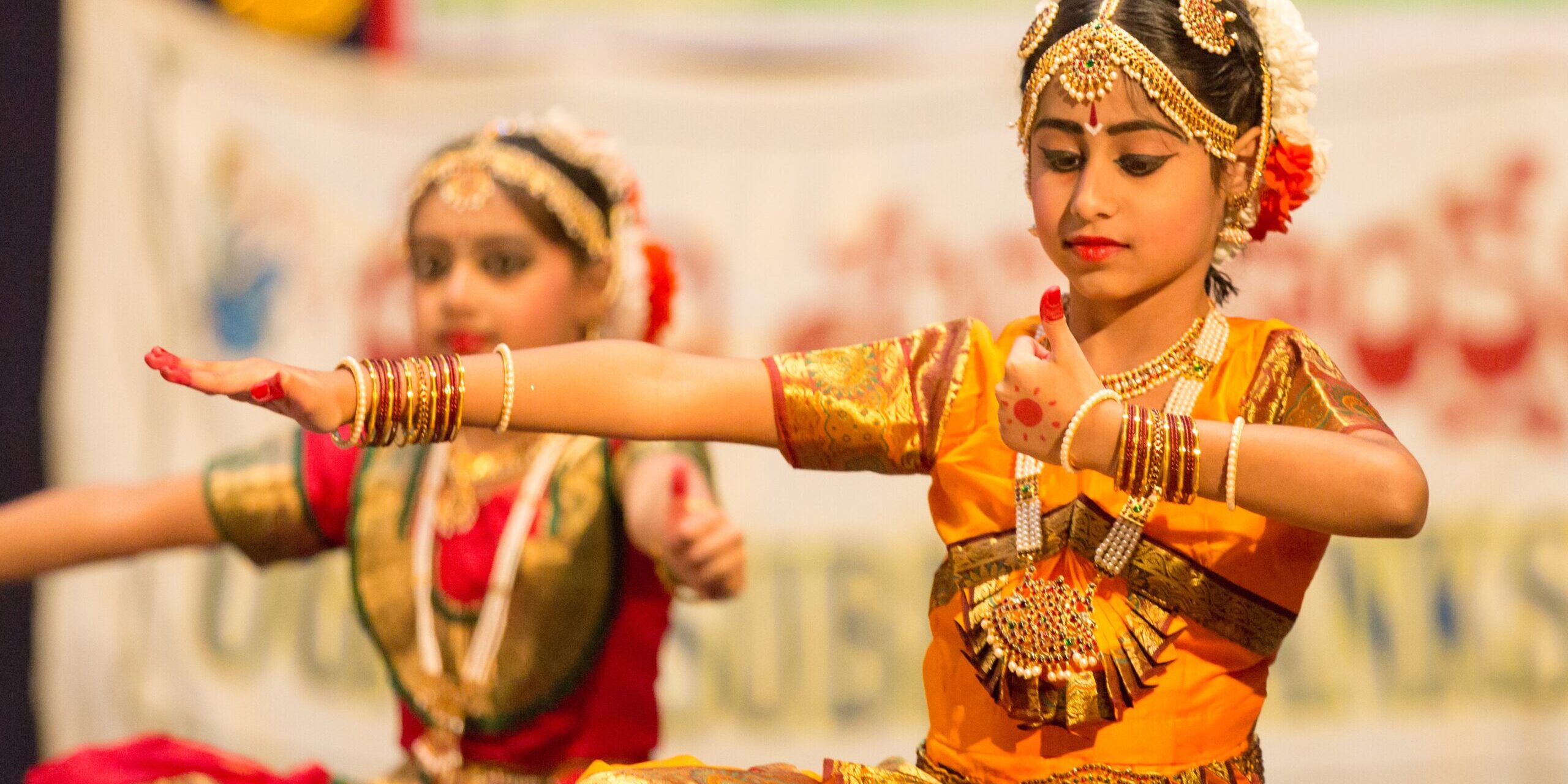 Little girls performing Bharatanatyam in school in hawthorn woods IL