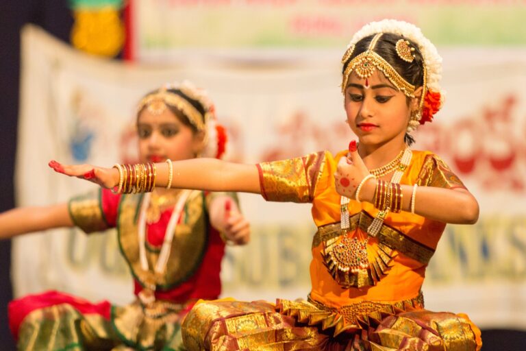 Little girls performing Bharatanatyam in school in hawthorn woods IL
