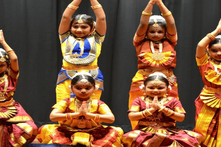 Young Girls performing in Bharatanatyam school in Buffalo Grove ILLINOIS, USA